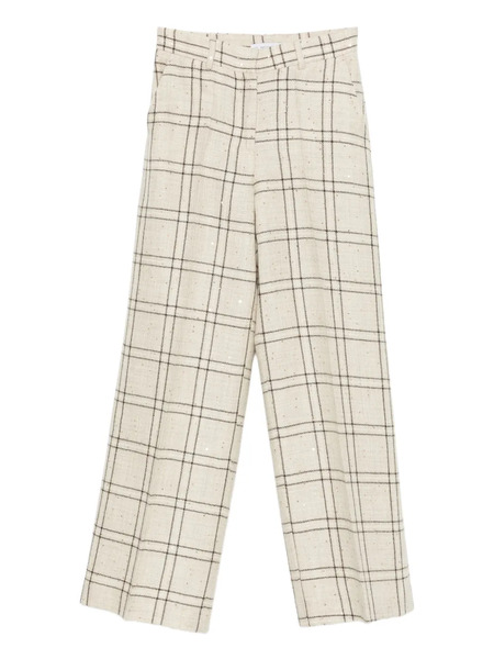  Manuel Ritz Check-print Sequin-embellished Trousers - Neutrals 