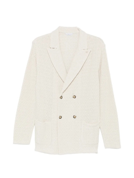  Manuel Ritz Double-breasted Knit Blazer - Neutrals 