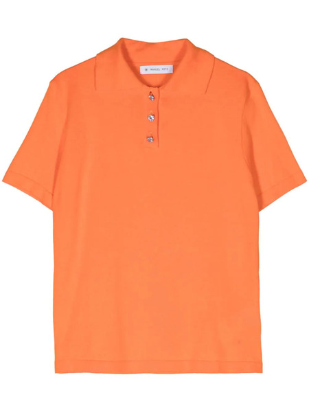  Manuel Ritz Fine-knit Polo Top - Orange 