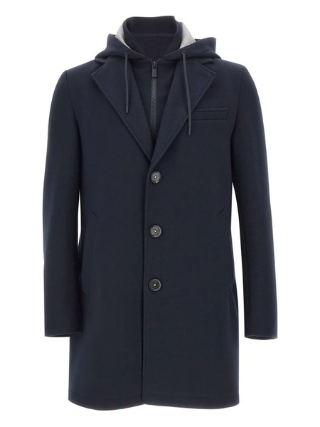  Manuel Ritz Hooded Button-up Coat - Blue 