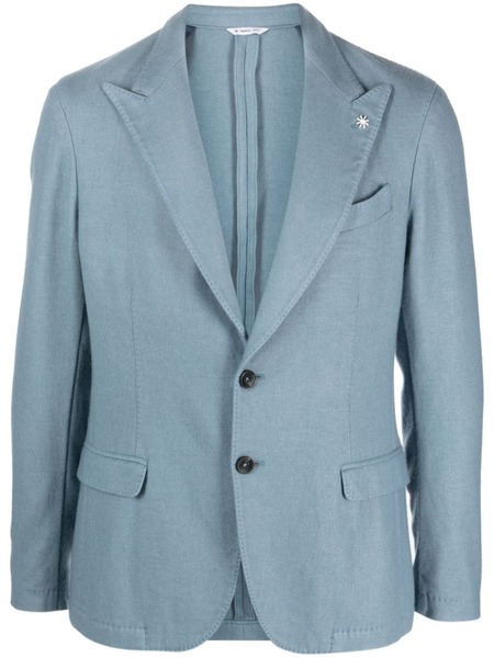  Manuel Ritz Logo-appliqué Twill Single-breasted Blazer - Blue 