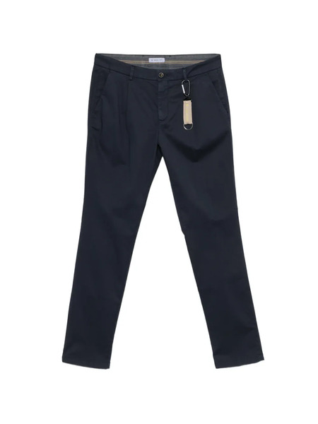  Manuel Ritz Micro-texture Pleated Trousers - Blue 