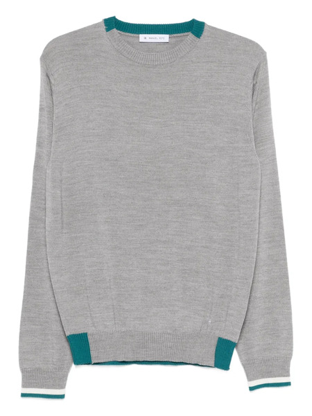  Manuel Ritz Ribbed Trim Sweater - Grey 