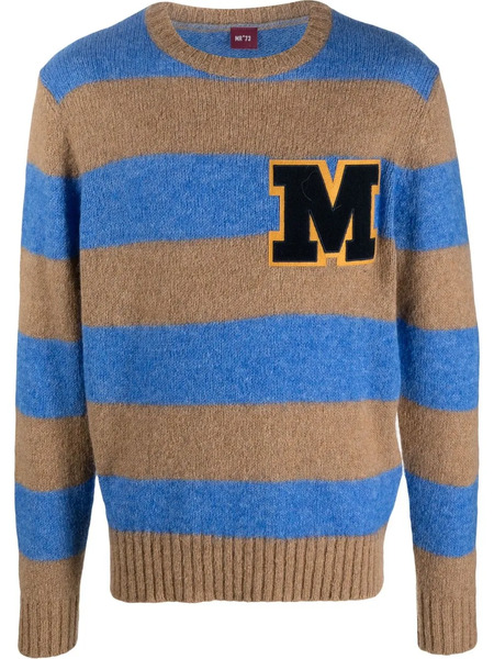  Manuel Ritz Striped Crew-neck Jumper - Blue 