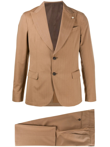  Manuel Ritz Striped Single-breasted Suit - Brown 