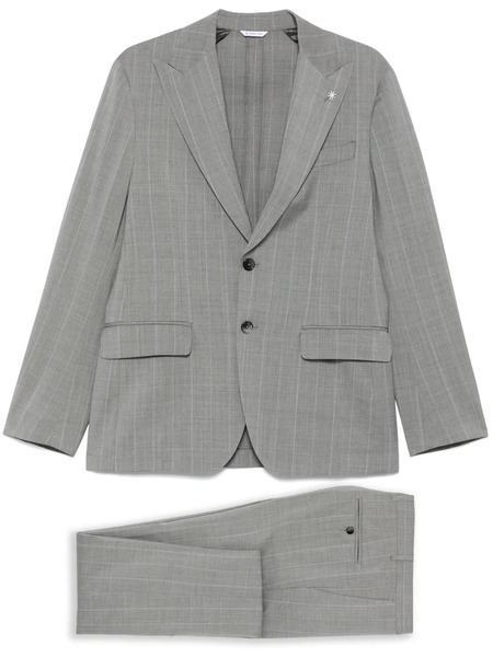  Manuel Ritz Striped Suit - Grey 