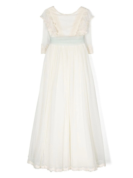  Manuela Macías Ruffle-detailing Round-neck Dress - Neutrals 