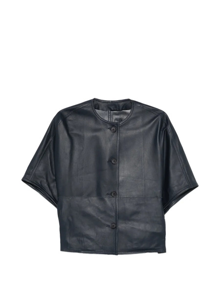  Manzoni 24 Buttoned Leather Jacket - Blue 