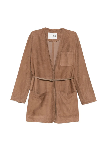  Manzoni 24 Patch-pocket Belted Suede Jacket - Brown 
