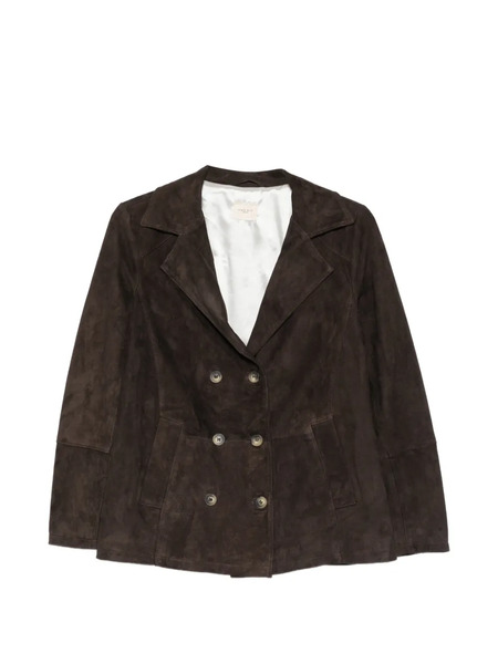  Mara Bini Double-breasted Suede Blazer - Brown 