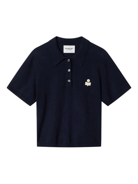  Marant étoile Althea Button Logo Polo Top - Blue 