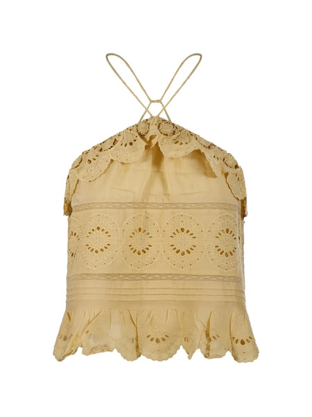  Marant étoile Eyelet Ruffled Top - Neutrals 