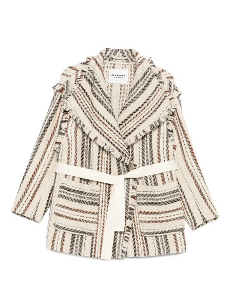  Marant étoile Illisa Striped Fringed Jacket - Neutrals 