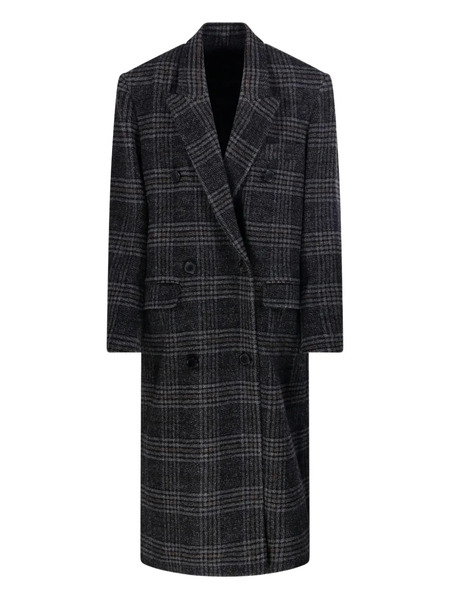  Marant étoile Lexana Double-breasted Checked Coat - Brown 