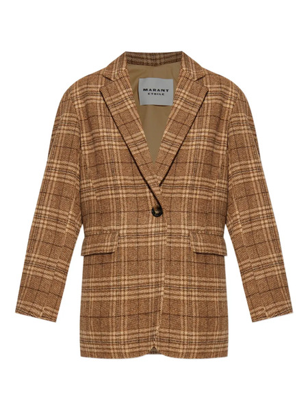  Marant étoile Limiza Checkered Wool Coat - Brown 