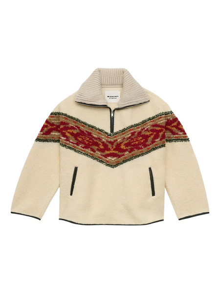  Marant étoile Marner Graphic-stripe Fleece Sweater - Neutrals 