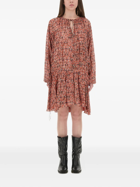  Marant étoile Tie-neck Patterned Mini Dress - Red 