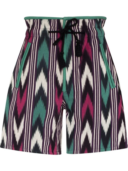  Marant étoile Zigzag-print High-waisted Shorts - Neutrals 