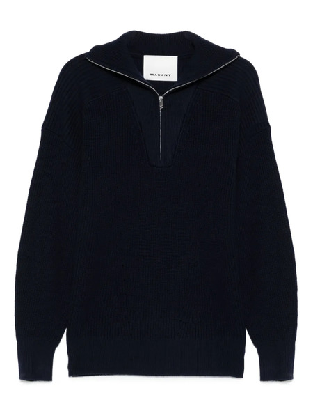  Marant Half-zip Ribbed Jumper - Blue 