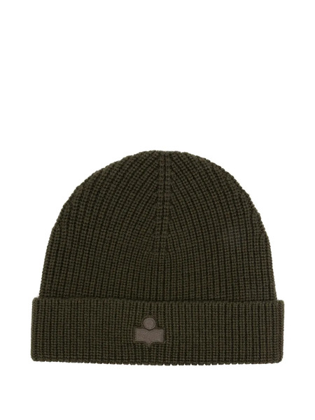  Marant Ribbed Logo Beanie - Green 
