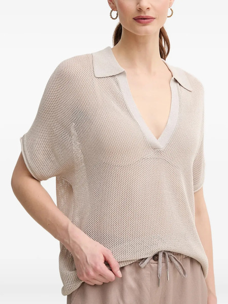  Marc Aurel Mesh V-neck T-shirt - Neutrals 