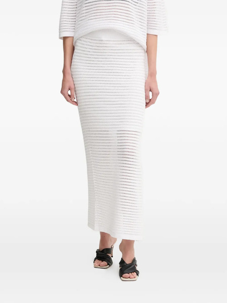  Marc Aurel Openwork Slit Lang Skirt - White 