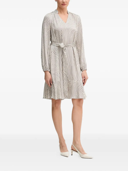  Marc Aurel Patterned Tie Belt Dress - Grey 