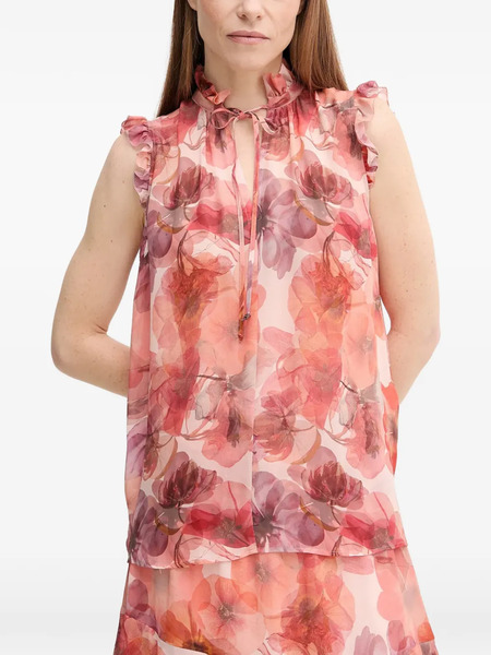  Marc Aurel Ruffled Floral Top - Pink 