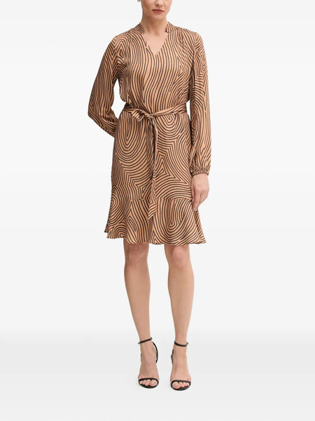  Marc Aurel Tie-waist Patterned Mini Dress - Neutrals 