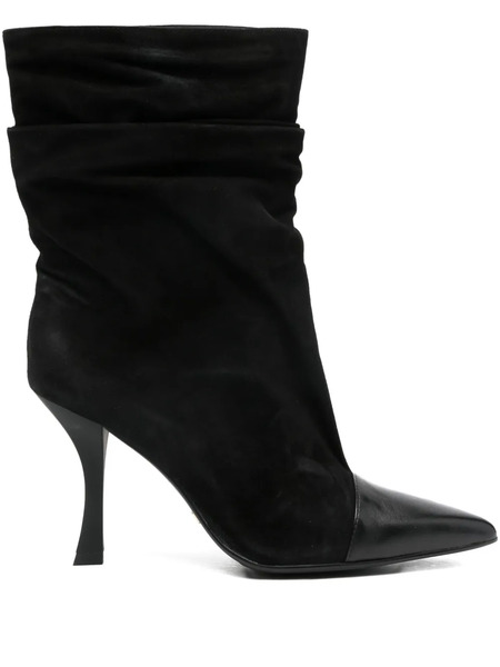  Marc Ellis 90mm Pointed-toe Ruched Boots - Black 