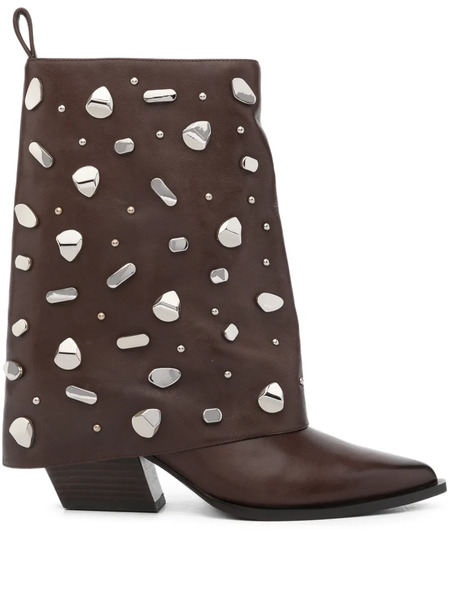 Marc Ellis 65mm Studded Ankle Boots - Brown 
