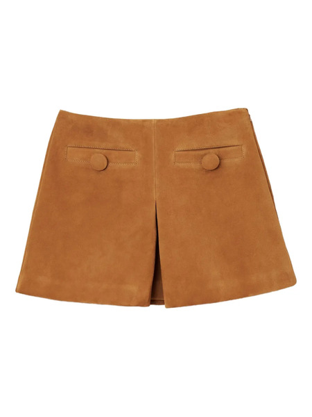  Marc Jacobs Box-pleat Suede Mini Skirt - Brown 