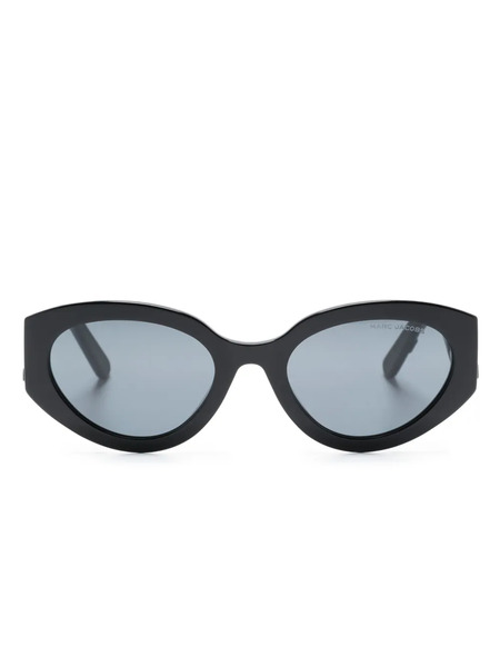  Marc Jacobs Eyewear Embossed-logo Oval-frame Sunglasses - Black 