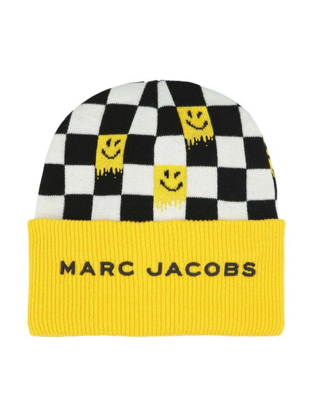  Marc Jacobs Kids Check-pattern Ribbed-knit Beanie - Yellow 