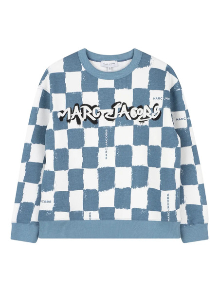  Marc Jacobs Kids Checkerboard-print Long-sleeve Sweatshirt - Blue 
