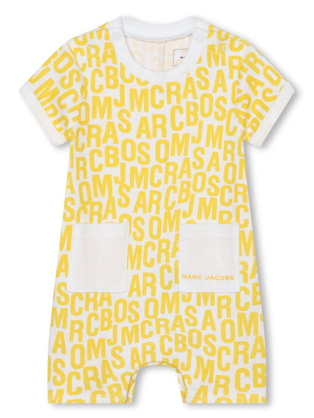  Marc Jacobs Kids Logo-patterned Jersey Romper - Yellow 