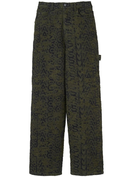  Marc Jacobs Monogram-print Distressed Wide-leg Jeans - Green 