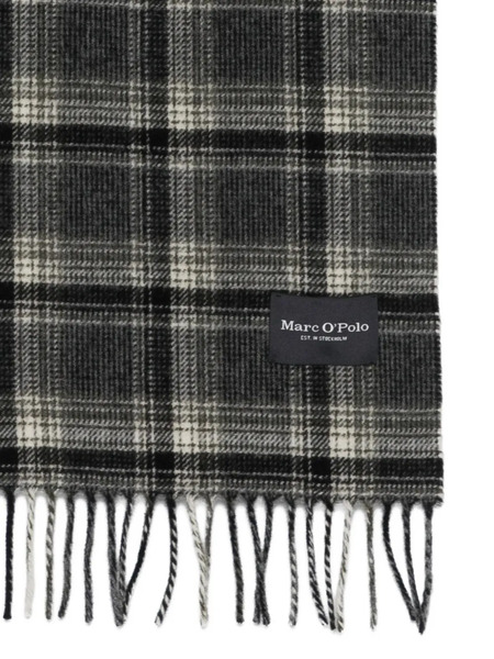  Marc O'polo Checked Fringed Scarf - Grey 