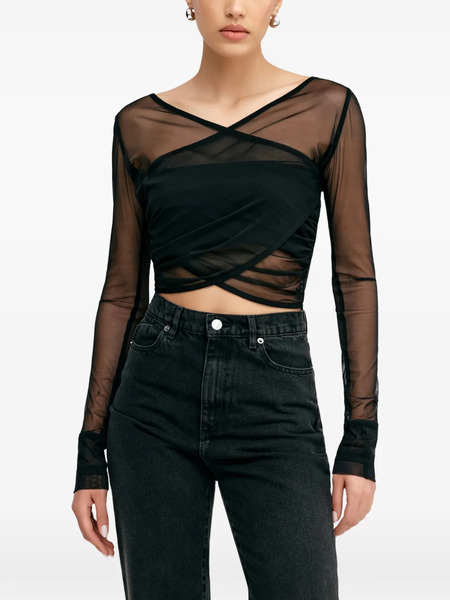  Marcella Britney Mesh-piping Top - Black 