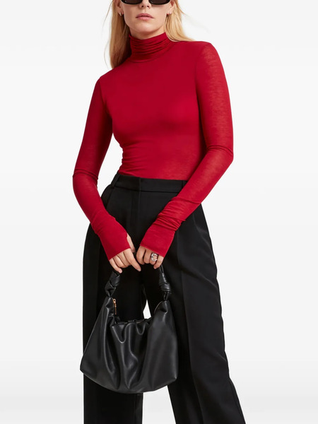  Marcella Eloise Thumb-hole Turtleneck Top - Red 