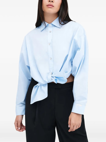  Marcella Ezra Diagonal-seams Buttoned-cuffs Top - Blue 