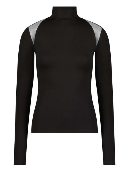  Marcella Maria Mesh-panel Turtleneck Top - Black 