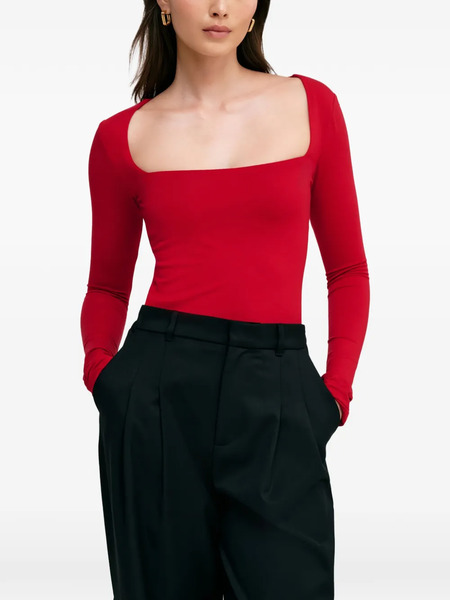  Marcella Yvonne Square-neck Long-sleeve Top - Red 