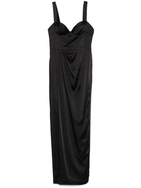  Marchesa Notte Satin Bustier Gown - Black 