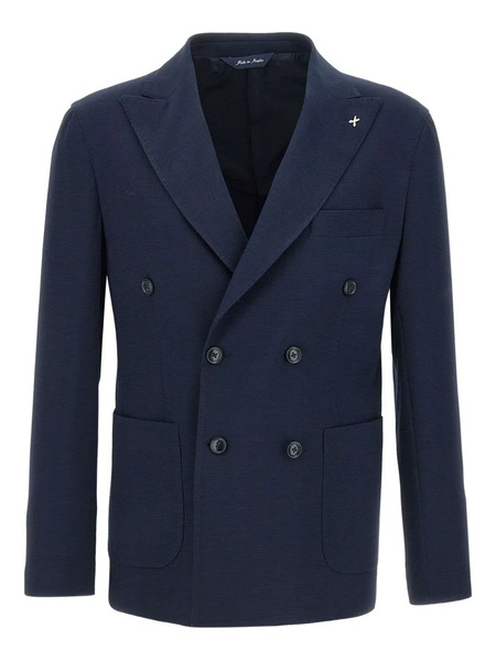  Marchesani Textured Double-breasted Blazer - Blue 