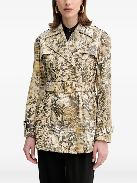  Marciano By Guess Belted Snakeskin-pattern Coat - Neutrals 