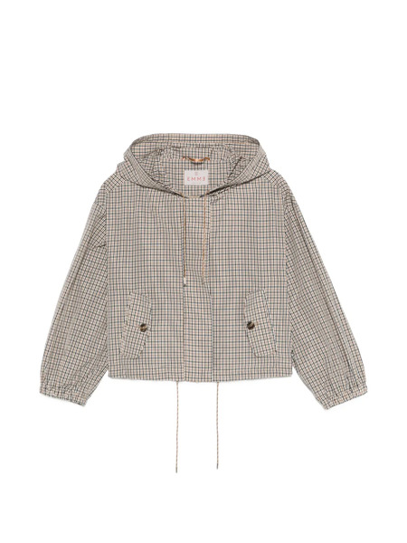  Marella Check Hooded Jacket - Brown 