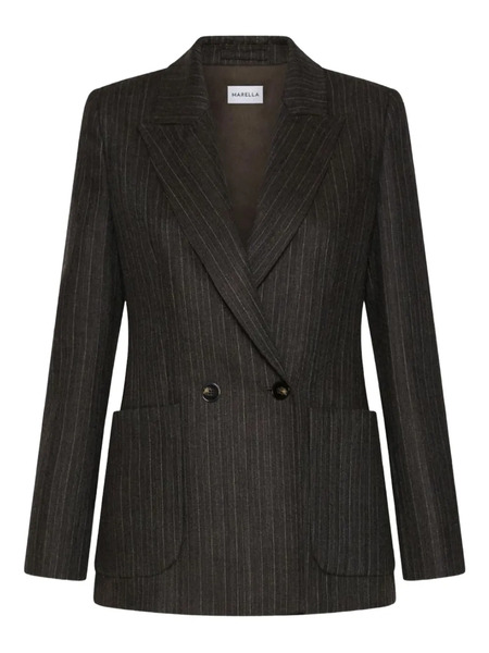  Marella Pinstriped Double-breasted Jacket - Brown 