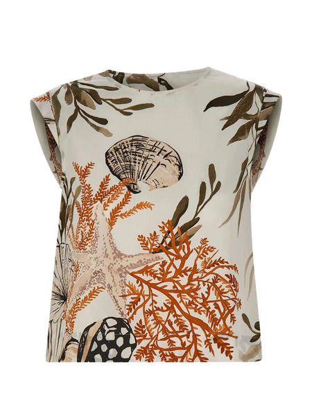  Marella Seabeds-print Top - White 