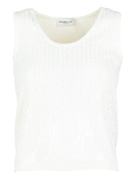  Marella Sequin Round-neck Tank Top - White 